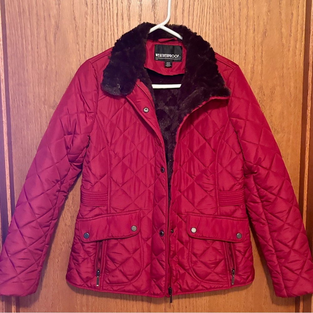 Weatherproof Women's Burgundy Quilted Puffer Jacket